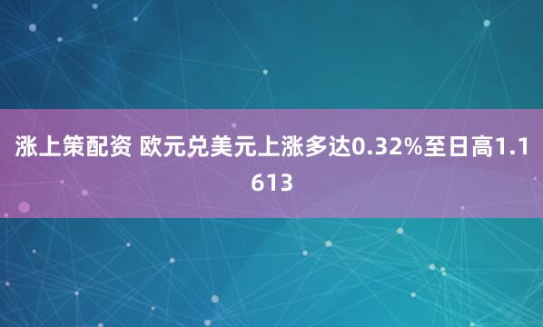 涨上策配资 欧元兑美元上涨多达0.32%至日高1.1613